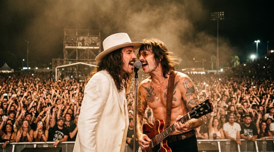 Two brothers, one microphone.